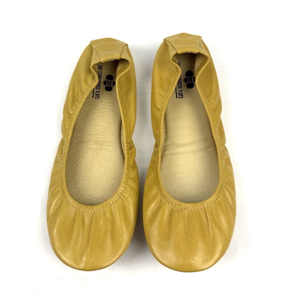 The Storehouse Flats 10 Mustard Yellow Soft Leather Slip On Shoes Foldable